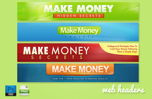 Product picture  Make Money Web Headers in PSD Format